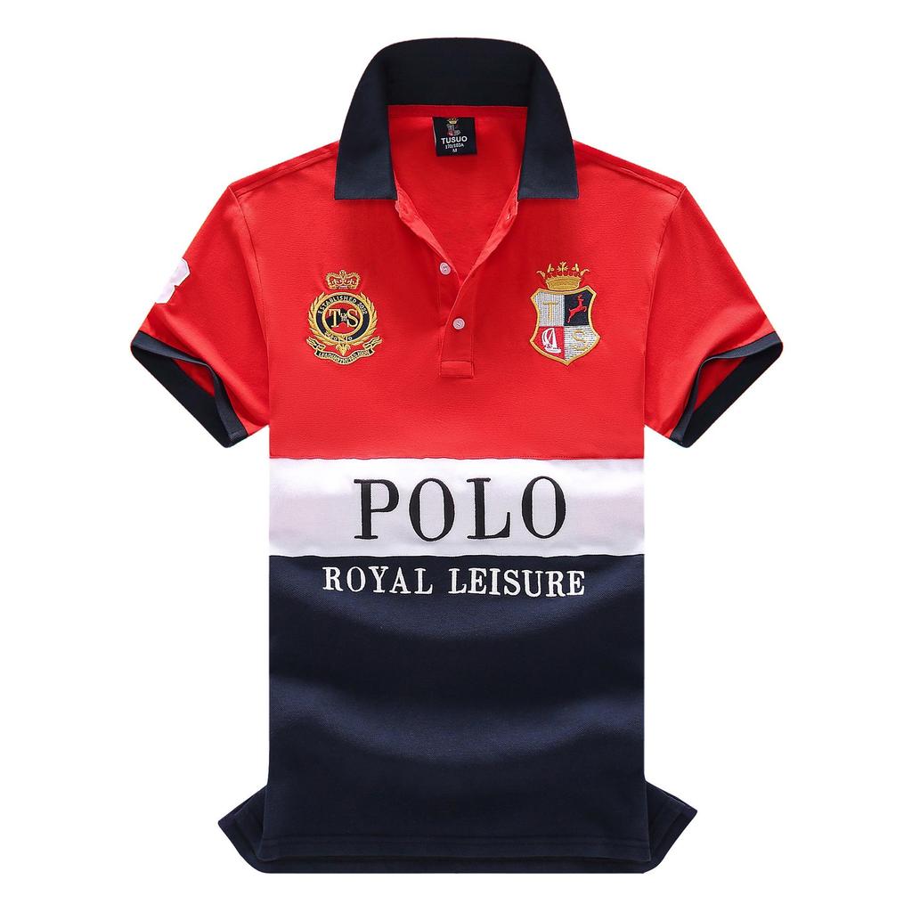 European and American Men's Short Sleeve Polo - British Style Sports Casual Cotton Embroidered Plus Size