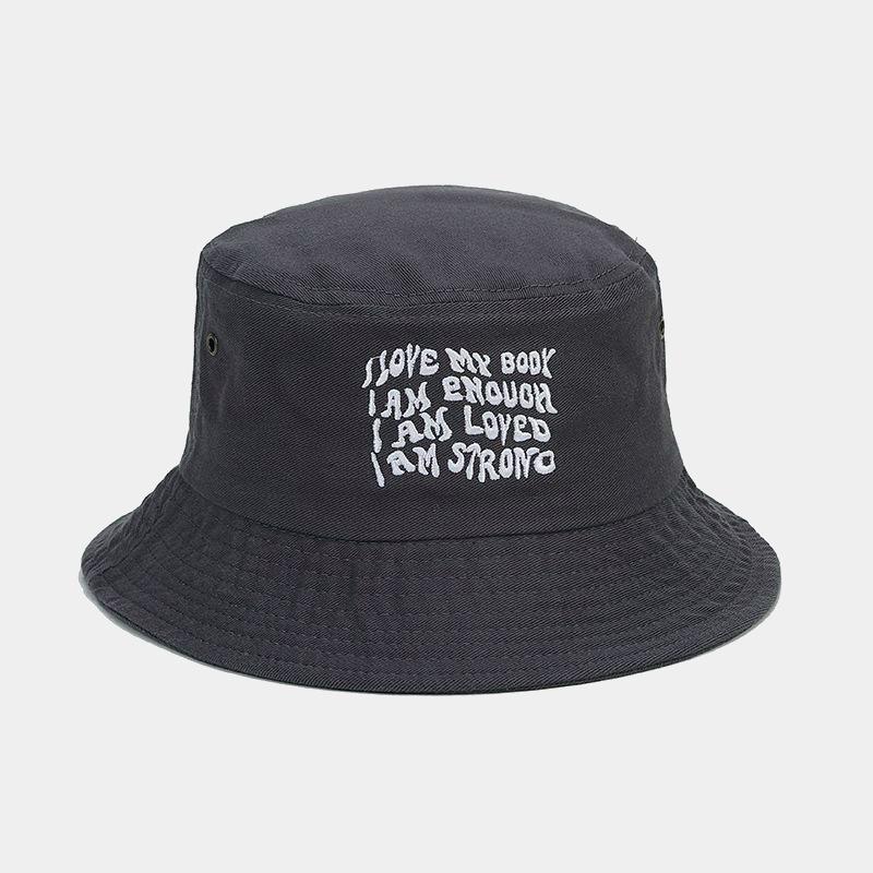 Hat Women's Fashion Summer Letter Embroidered Bucket Hat Men's Outdoor Breathable Sunscreen Sun Hat Versatile Outing Basin Hat
