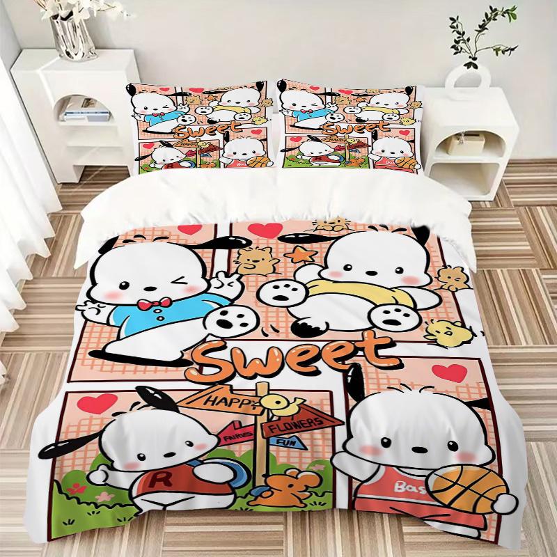 3pcs Pochacco Sweet Moments Pattern Bedding Three-Piece Set (1 Cover + 2 Pillowcases, No Fillings),  Soft and Comfortable S072