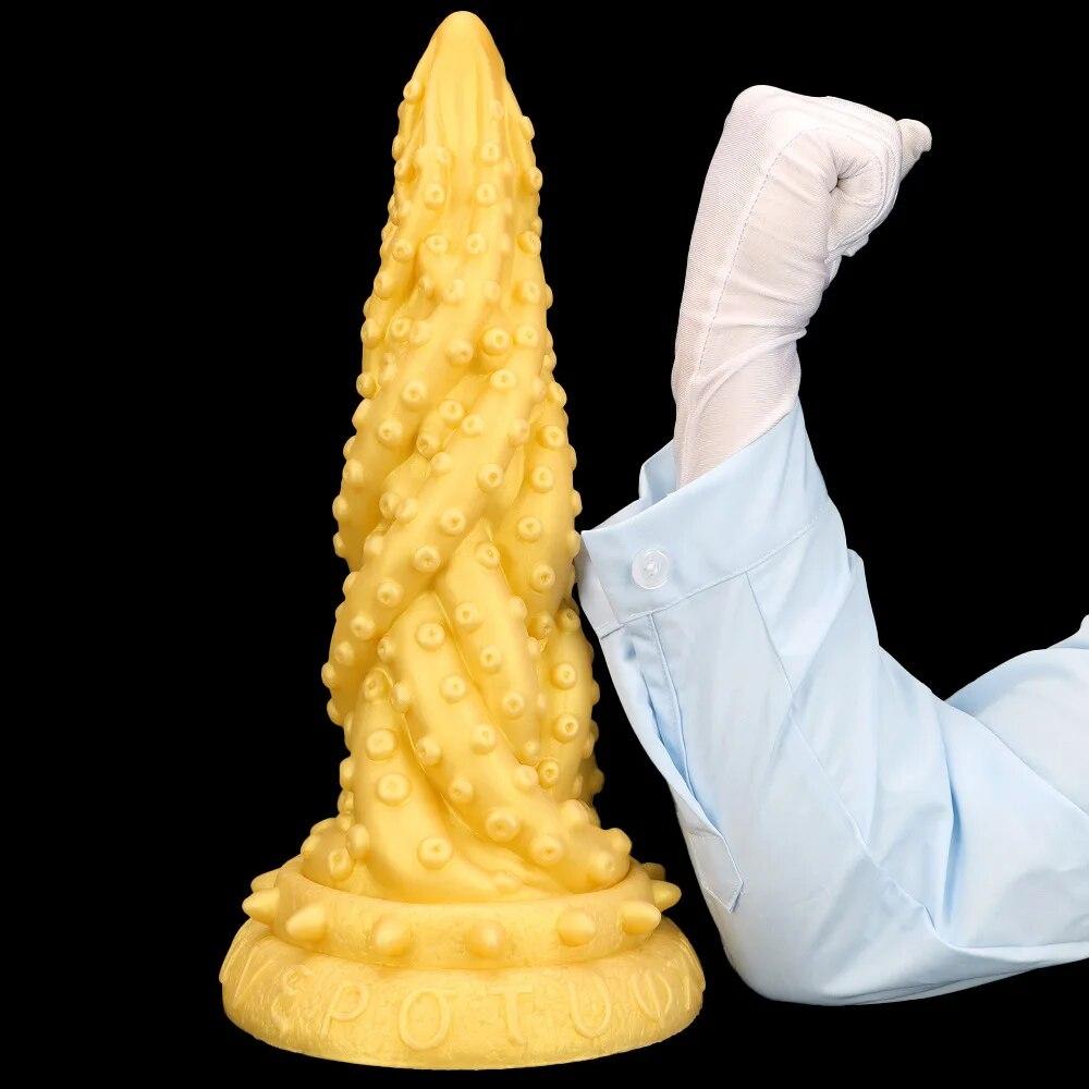 Extra Large Gold Silicone Anal Plug Dildo Anal Expander Fisting Adult Sex Toy Strap on Penis Big Dick Slave BDSM