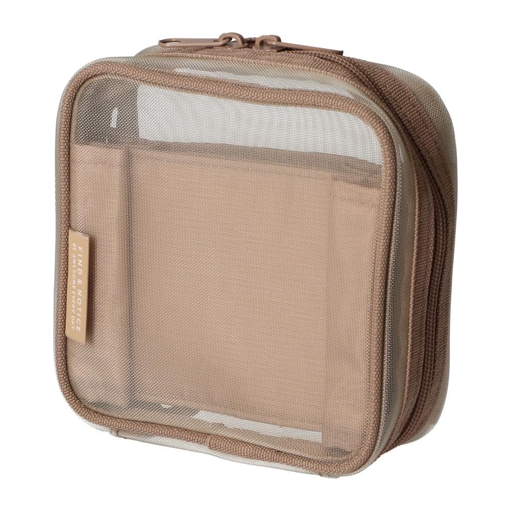 Mesh square pouch with for decorating Marks dividers, notebooks, brand, beige, DA-PO01-BE бежевый