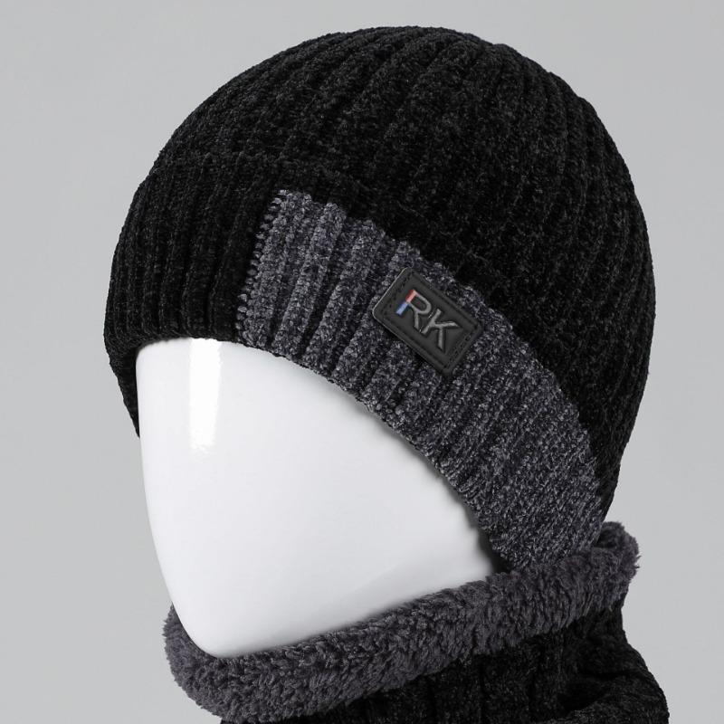 

Hat Men s Winter Outdoor Warm Cold-proof Fleece Knitted Hat Ear Protector Old Wool Hat One size is elastic