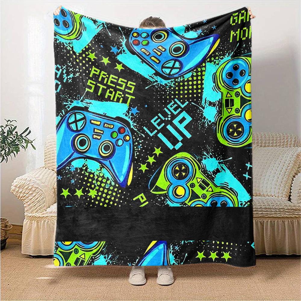Game Controller Theme Printed Blanket - Perfect for Couch, Bed, Travel & Outdoor Use | Machine Washable, Cozy & Durable.