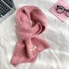 New Solid Color Twist Knitted White Green Scarf for Women in Winter with Wool Warm Scarf Korean Style Student Versatile