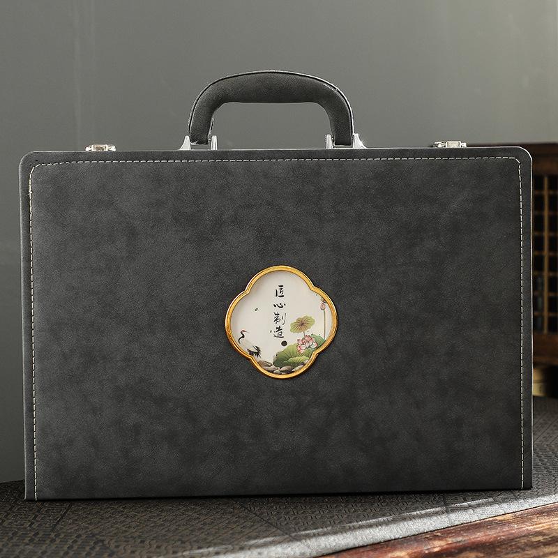 High-end suet jade ice seed jade porcelain kung fu tea set, home gift gift