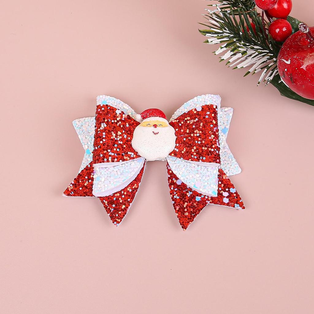 Christmas Party Swallowtail Glitter Bow Hair Clip for Kids