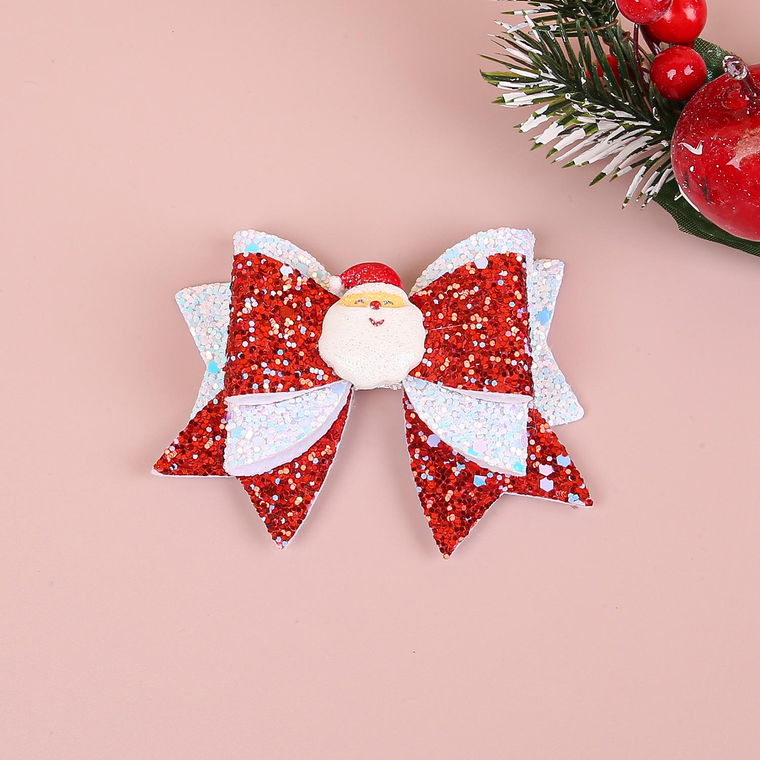 Christmas Party Swallowtail Glitter Bow Hair Clip for Kids