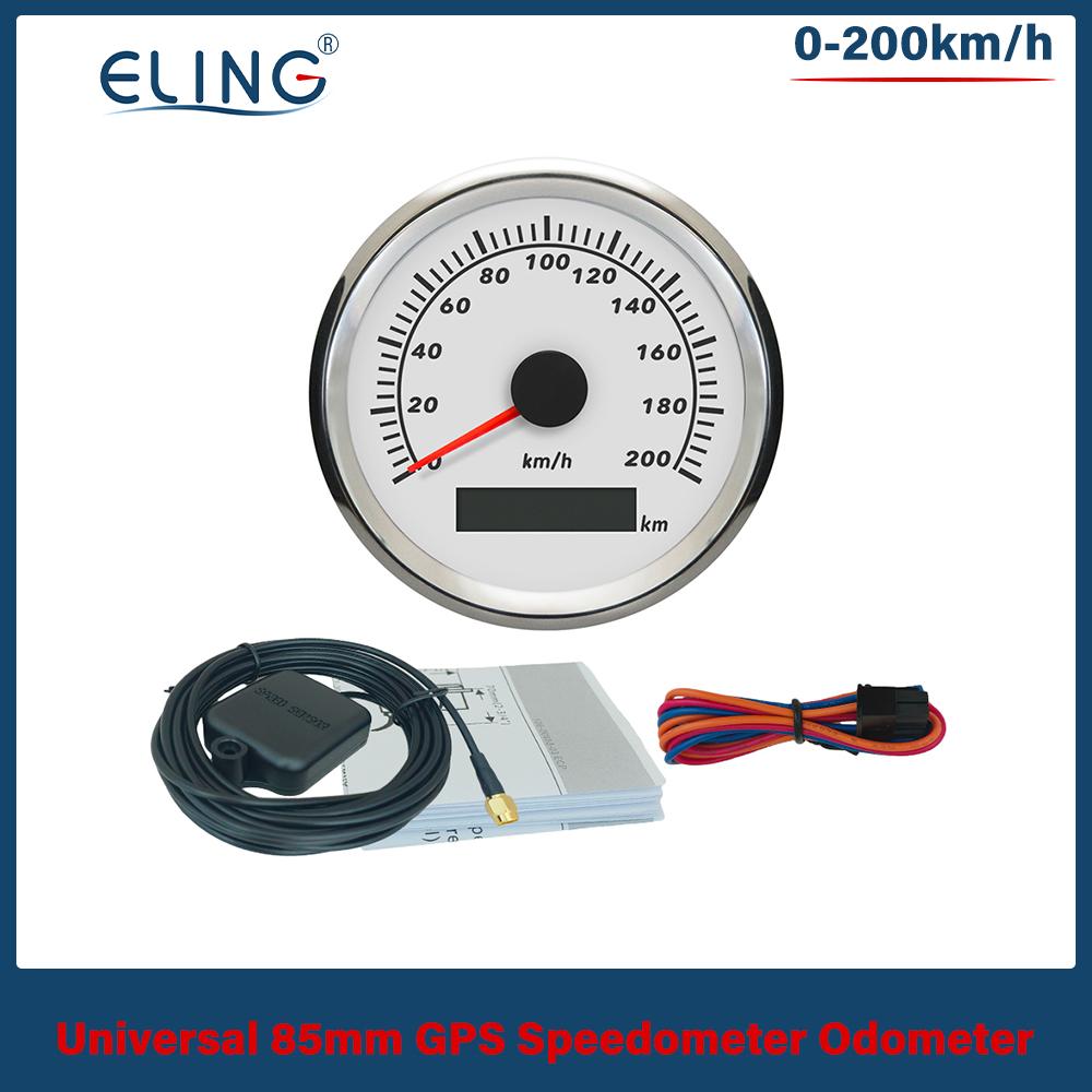 ELING 85mm GPS Speedometer Gauge 0-120km/h 0-160km/h 0-200km/h 0-300km/h for Car Truck Boat with Red Backlight With GPS Antenna