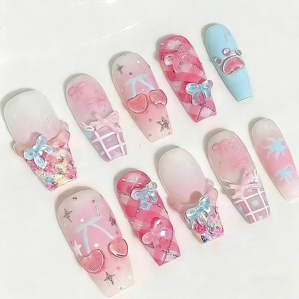 Wearable Sweet Cute High-End Handmade Nail Art Tips False Nails