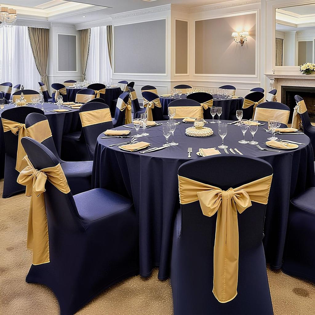 50 Pcs Navy Blue Chair Covers, Polyester Spandex Chair Cover, Stretch Slipcovers for Wedding Party Dining Banquet Flat-Front Chair Covers, Fits Chair