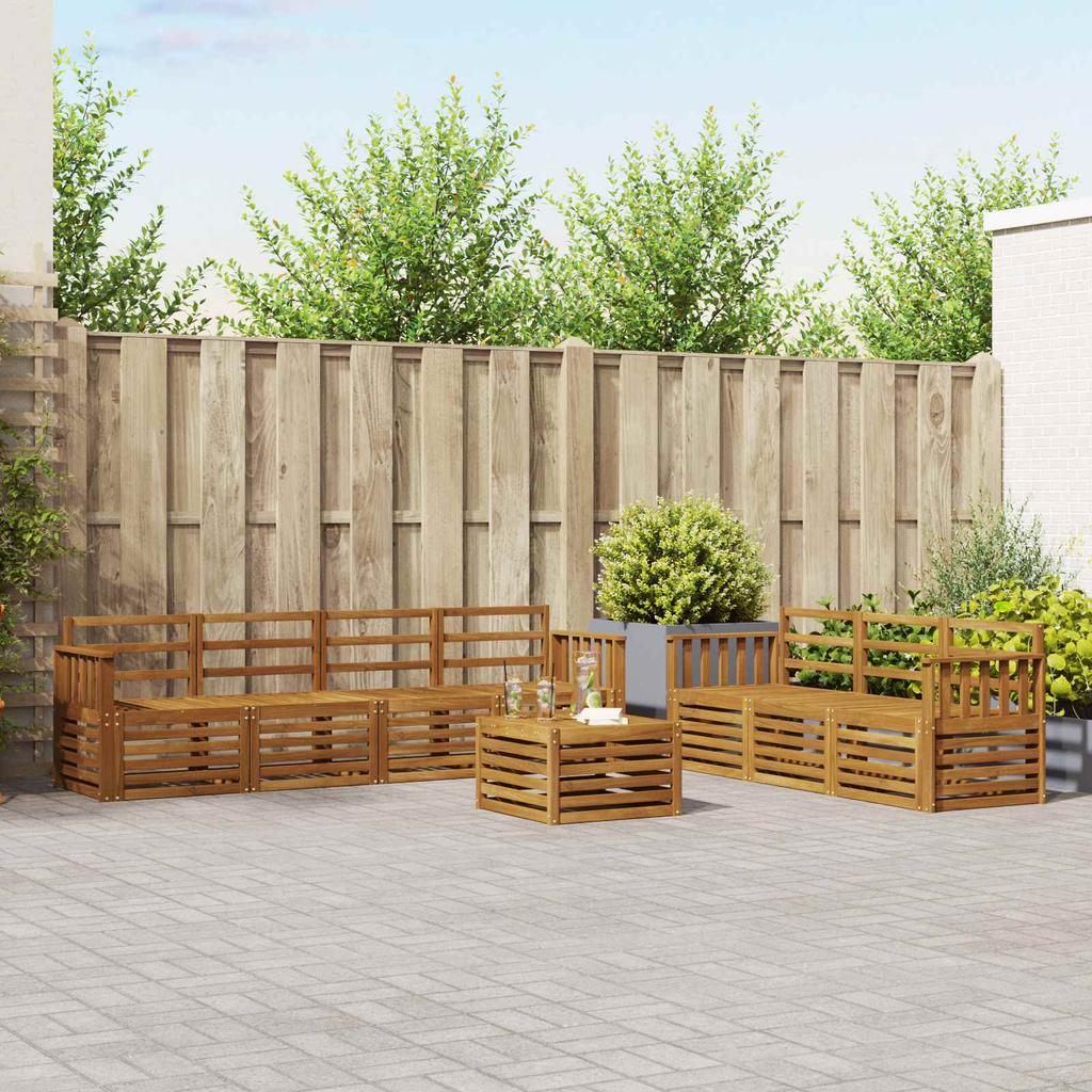 Outdoor Sofa Set 8 Pcs Natural Solid Acacia Wood