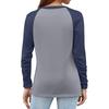 Women's T Shirt Color Block Button Long Sleeve Daily Weekend Fashion Basic V- Neck Regular Top