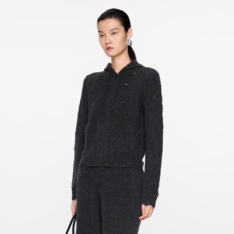 JNBY 2024 Winter Hooded Wool Blend Knit Sweater