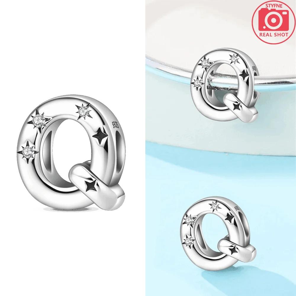 Letter Pendant Love White Zircon Stars Original Copper English Letters Beads Fit Bracelet Accessory Jewelry Gift Women Diy