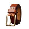 Men's Belt Thickened Real Leather Pin Buckle American Retro Brass Buckle Simple All-Matching Jeans Belt