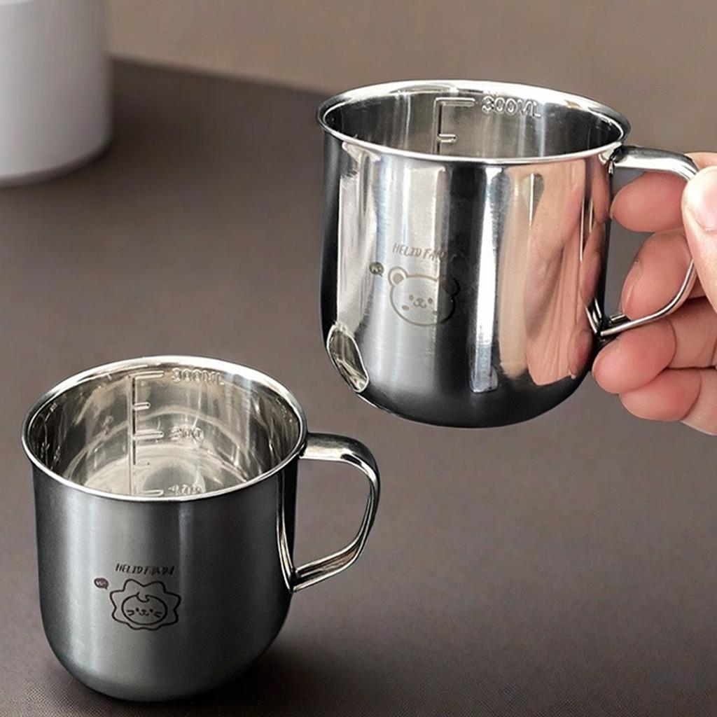 Reusable Coffee Cup With Handle 304 Stainless Steel Water Cup For Children 300ml Office Tea Milk Coffee Mug With Scale