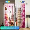 2-Panels Fans Sakura Paris Tower Curtains   Versatile Design Suitable for Any Style   Creating a Peaceful Living Space