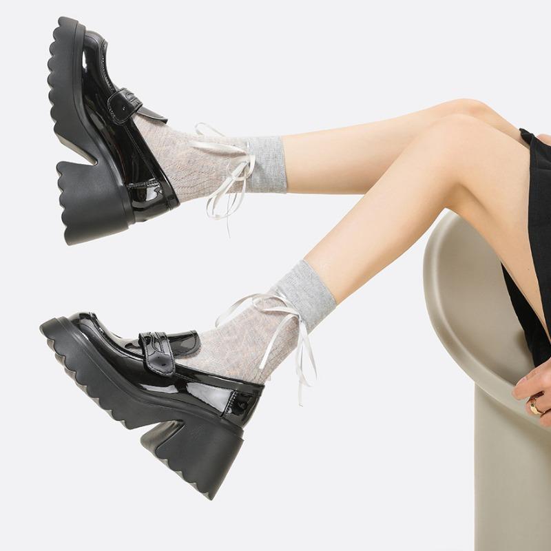 Black One Shoes Multi-Wear Small Leather Shoes Women's New Hundred Velcro British Style Small Leather Shoes