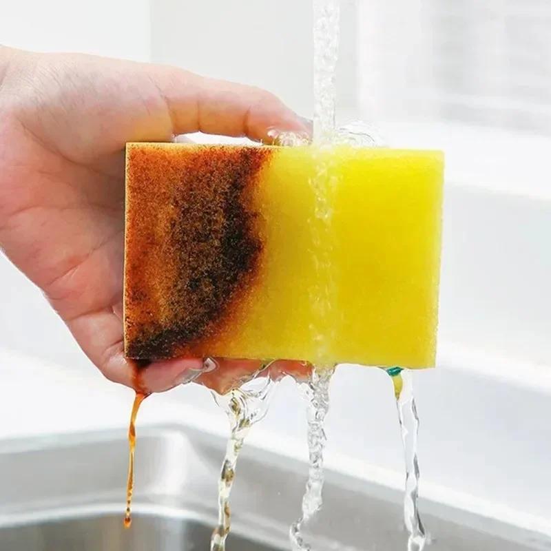 50/1pcs Double-sided Cleaning Sponges Kitchen Pot Pan Stain Grease Clean Brushes Highly Absorbent Thickened Sponge Cleaner Tools