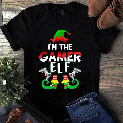 Men's and Women's T-shirts I'm the Gamer Elf Christmas Xmas Gamer Gift