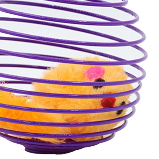 Yousheng Cat Toy Built-in Plush Mouse Spring Wire Cage Design Boredom Relief Pet Cat Chew Toy Cat Hunting Simulation