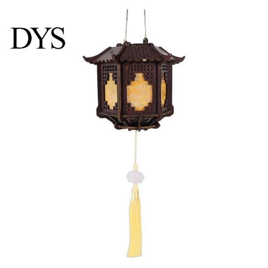 Chinese Lantern Making Kit DIY Vintage Palace for Kids, Style Wooden Frame Traditional Brocade Crafts, Material Set Mid-Autumn Festival Celebration