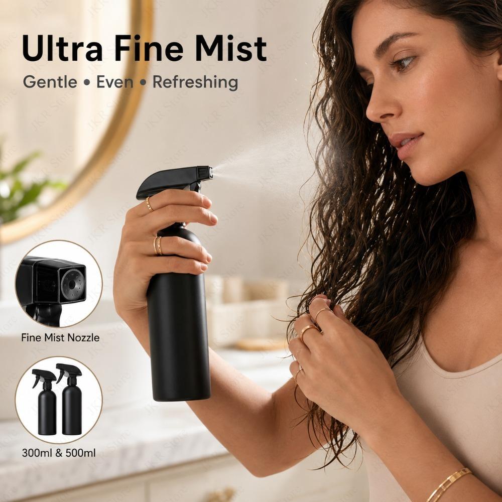 Refillable Black HDPE Mist Spray Bottle Portable Water Sprayer for Salon Barber Plant Care Household Cleaning and Gardening Use