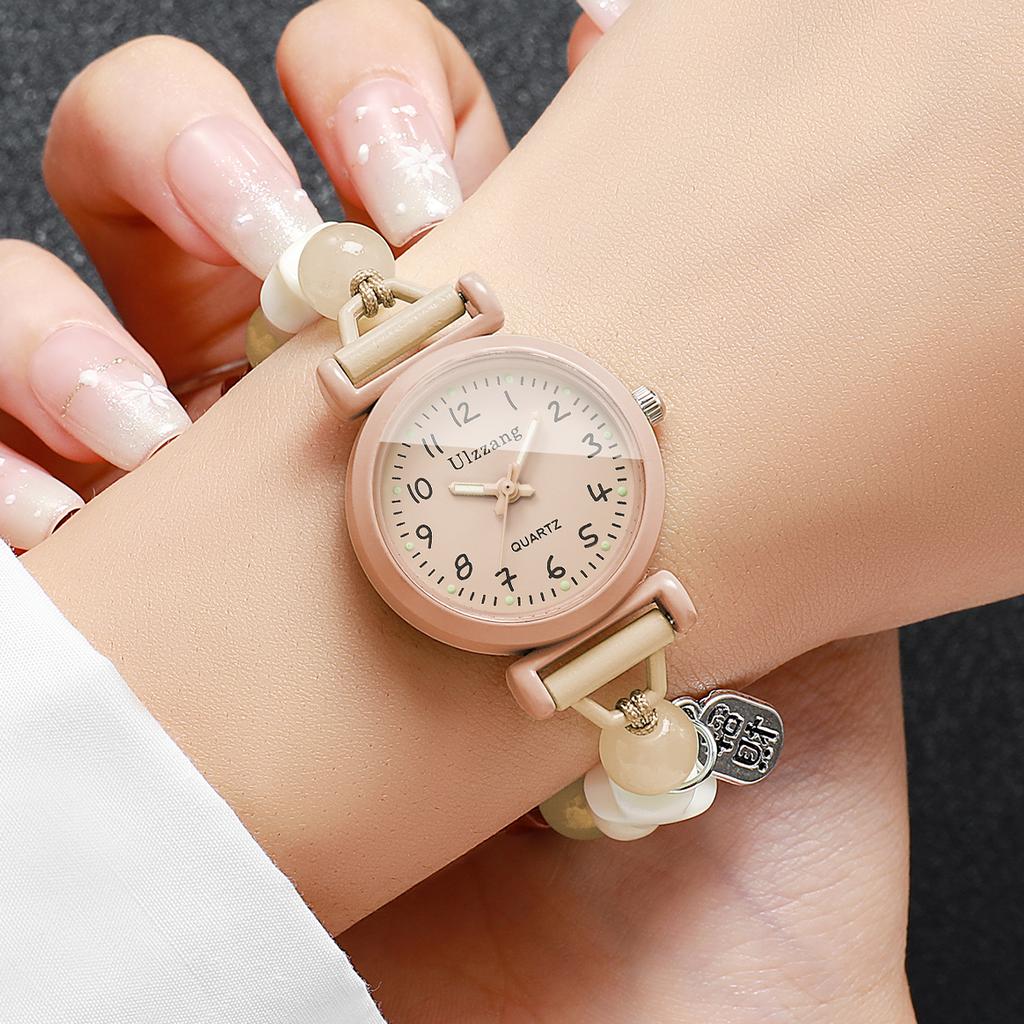 Xiaomi Fashion Women Round Dial Quartz Watch Adjustable Beaded Chain Bracelet Watches Relogio Feminino Girls Clock Gift (Without Box)