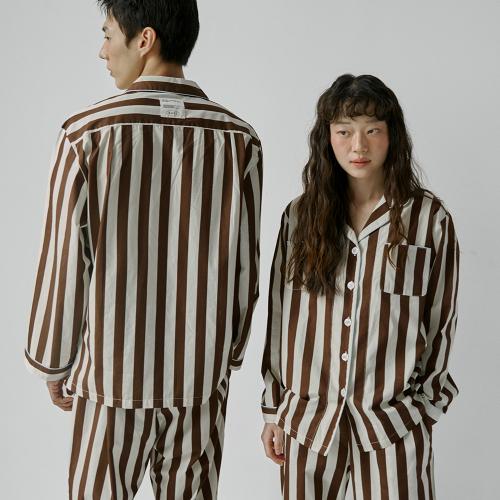 

[Bowell] Day Off High-Density 100% Pure Cotton Woody Stripe 2-Piece Pajama Set BWTZ [Shipped from Korea] 100% Authentic W (M~L )