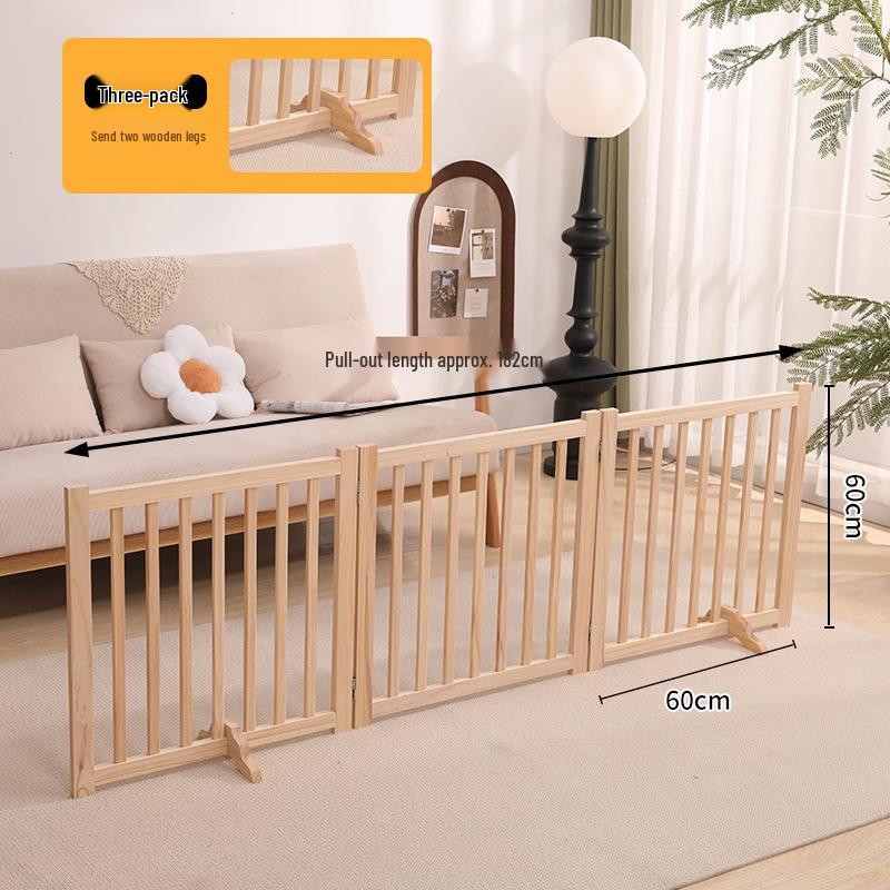 Foldable Solid Wood Dog Fence - Detachable, Easy to Store, Eco-Friendly, Natural Finish, Versatile Dog Cage