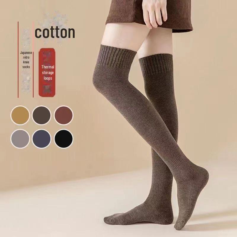 Damen Dicke Warme Kniehohe Frotteesocken - Einfarbig, Schweißabsorbierend, College-Stil