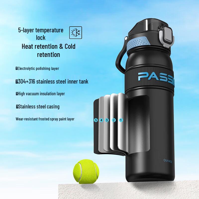 QUANGE 820ml Insulated Sports Water Bottle with Straw & Pop-up Lid