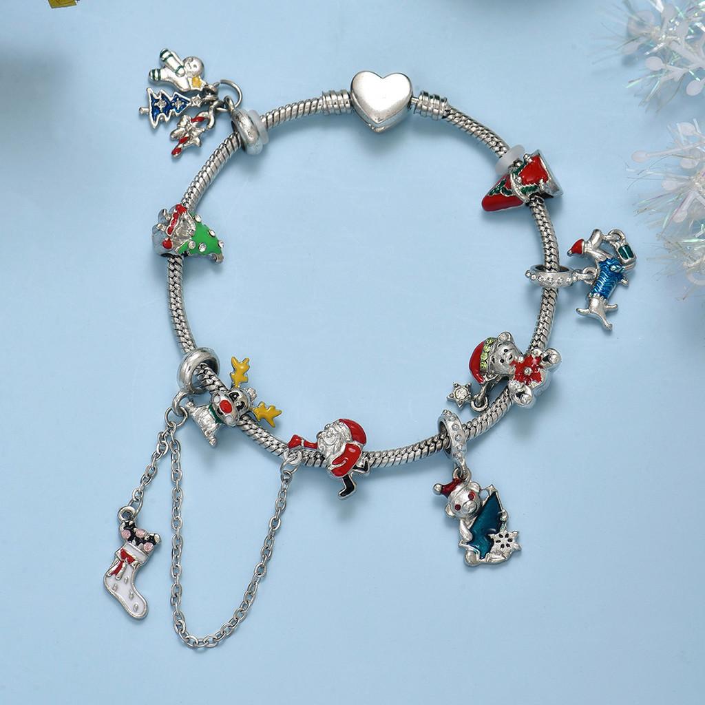 Christmas Bracelet With Snowflake Bells And Santa Charm For Holiday Gift Giving
