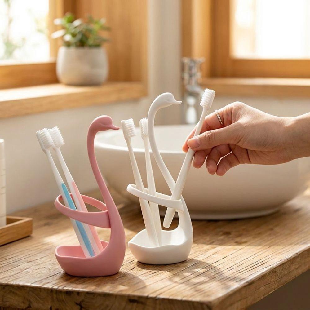 Plastic Swan Toothbrush Holder 3D Printing Toothpaste Stand Base Makeup Brush Shelf  Home Use