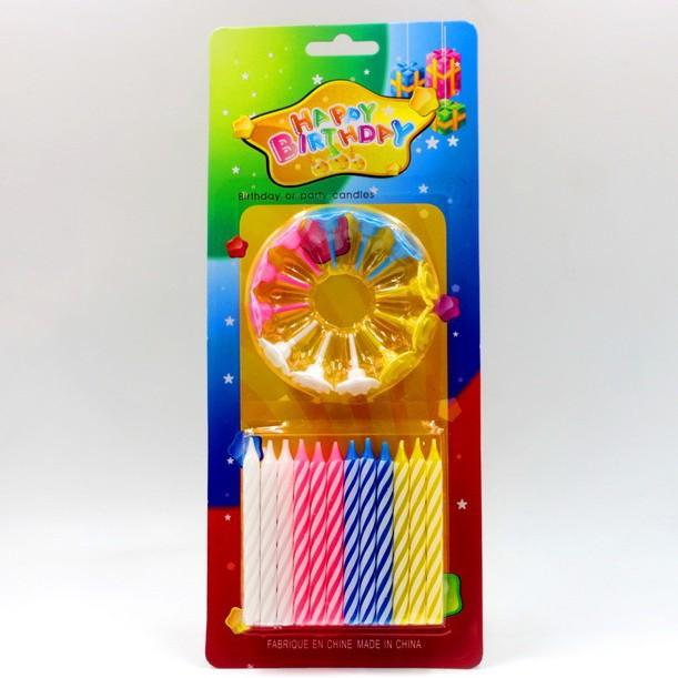 Spiral Birthday Candles 24 Pack Thread Small Candles with Base Flowers Colorful Birthday Candles Glowing