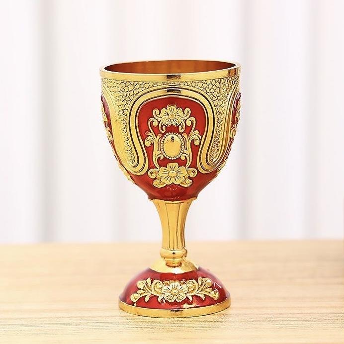Zinklegierung ist ein hohes Weinglas, eine halbe Tael Baijiu-Tasse, Haushaltsornamente, hochwertiges doppeltes Biss-Weinglas