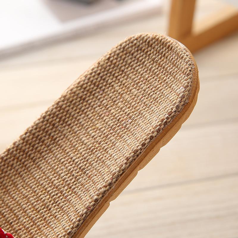 Sommer Damen Atmungsaktive Leinen Hausschuhe mit Weichsohle