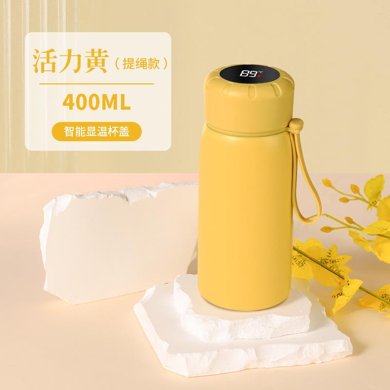 400ml Smart 316 Stainless Steel Insulated Water Bottle, Temperature Display Flask with Cute Strap