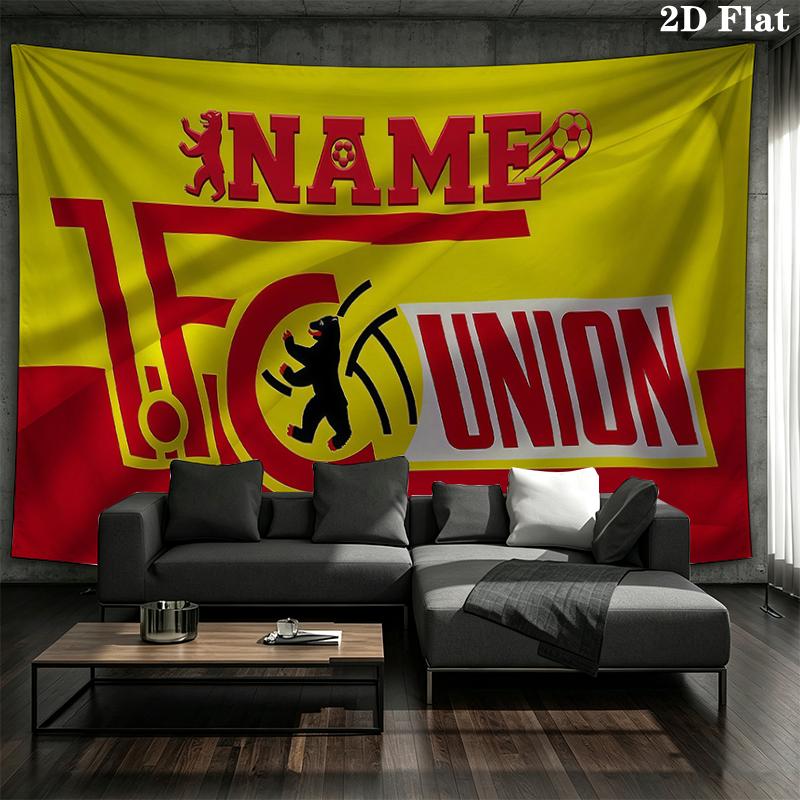 Custom Name,FC Union Berlin Wall tapestry, aesthetic printed fabric blanket, suitable for bedroom, living room, and home decor.