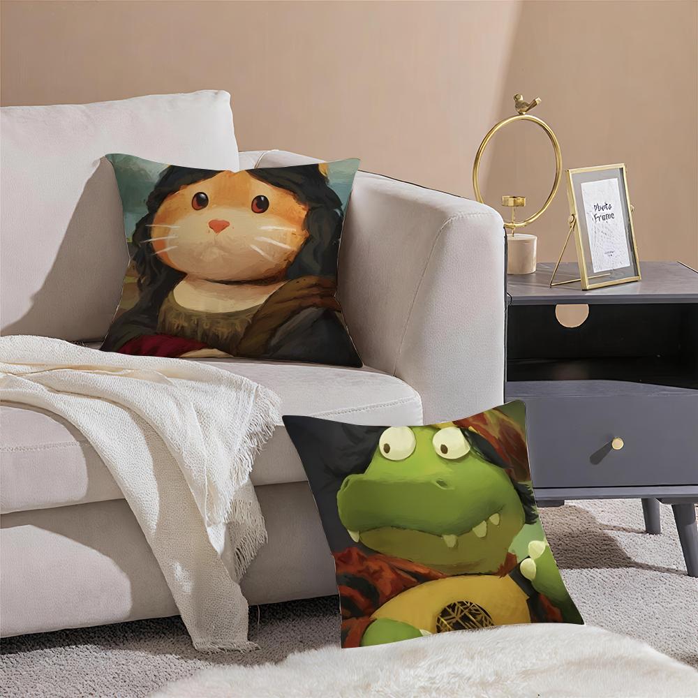 Cartoon Character PParty Animals Cushion Cover Pillowcase Short Plush Invisible zipper Room Sofa Cushion Cover