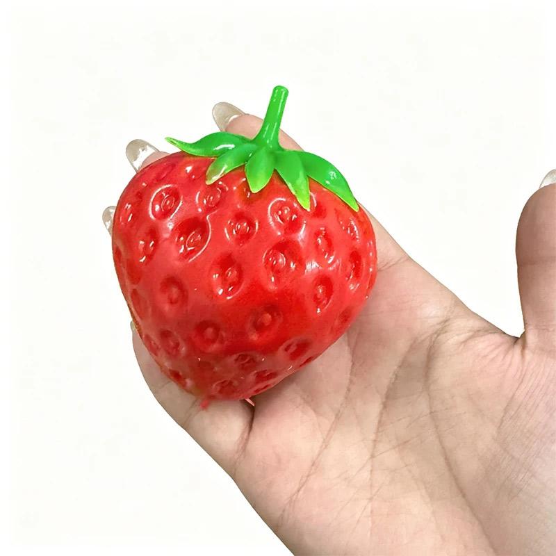 Simulation Strawberry Crunchy Stress Ball Pinching Toy Reduce Stress Slow Rebound Soft Fruit Shape Pinch Toy Sensory Toy Gifts