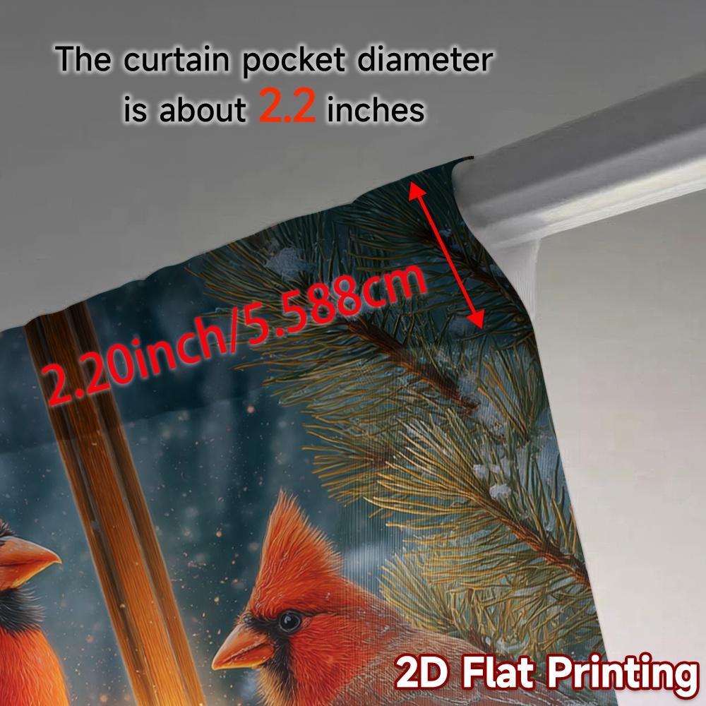2D Flat Printing  JIT 2pcs   Curtains (Without Rod) Cardinal Glow Popular Creative Curtains Polyester Curtains Festive Perfect for