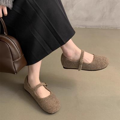 Fairy Foreign Style Fluffy Shoes Female Winter Wear French Evening Temperament Women Velvet Mary Jane Single Shoes Flat Cotton Shoes