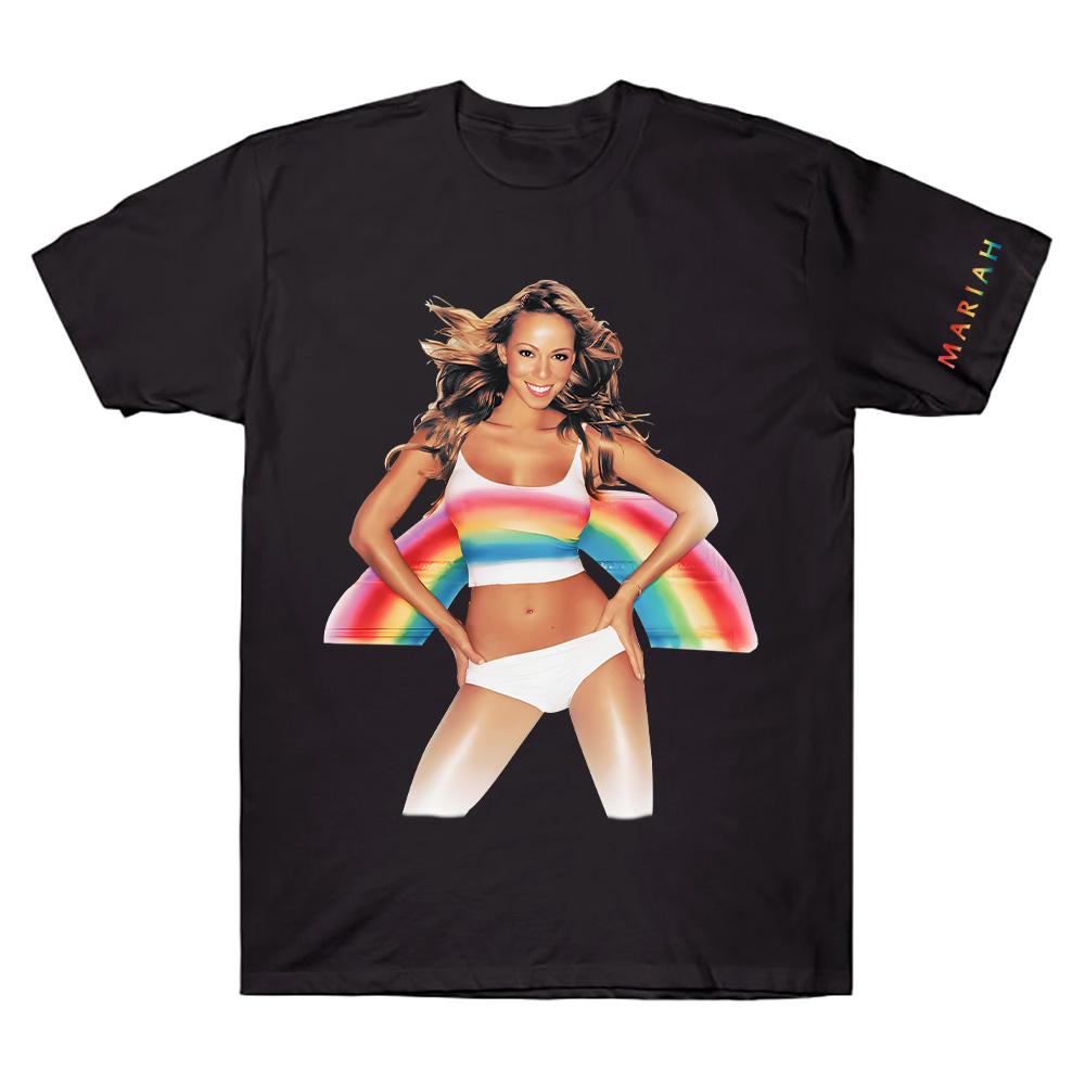 

Mariah Carey Merch Rainbow T-Shirt for Men Women Creative Cotton Tees Crew Neck Short Sleeve T Shirt Printed High Quality Tops 4XL