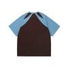 Pure Cotton Off-the-shoulder Color-blocking Light-colored Short-sleeved T-shirt