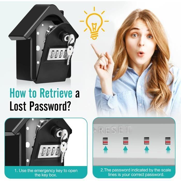 Schránka na klíče - Černá - Velká - Digitální kód - Voděodolná - Venkovní použití