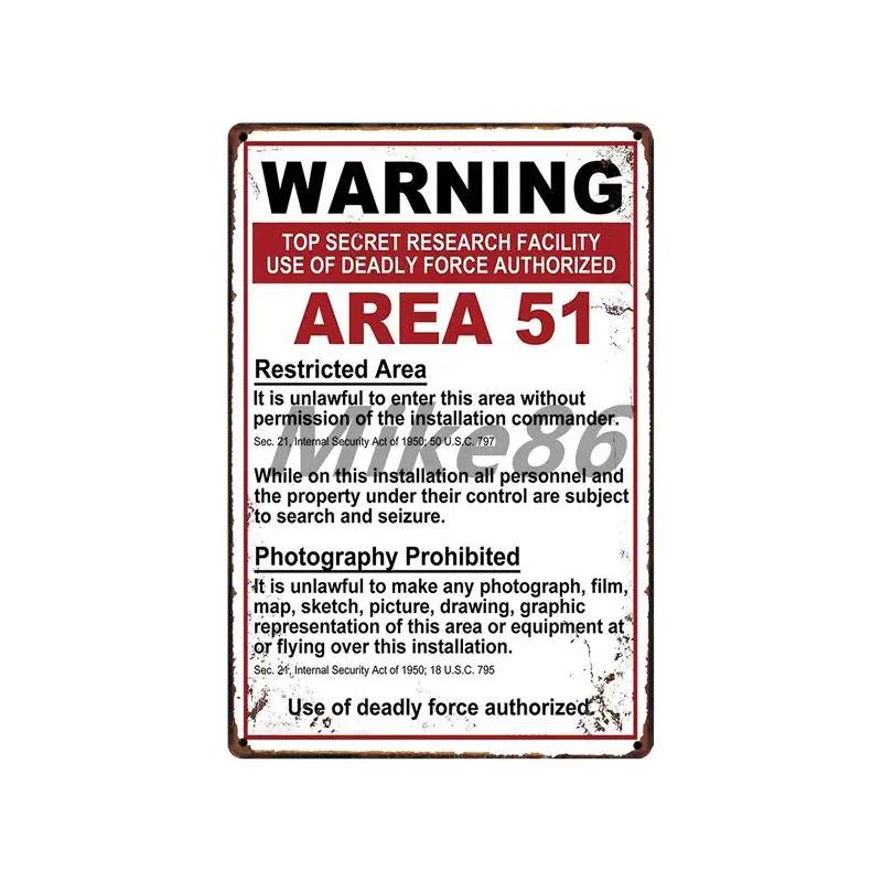 [ Mike86 ] Wanring AREA 51 I WANT TO BELIEVE UFO Aliens Metal Sign Wall Plaque Poster Custom Painting Room Decor Art LT-1695