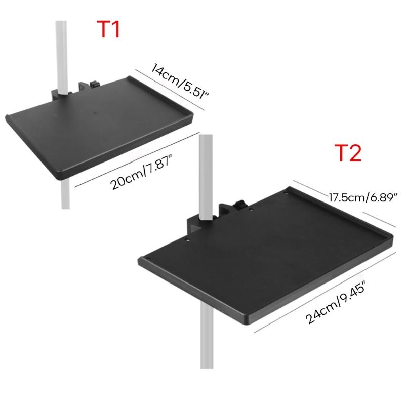 Microphone Stand Tray, Clamp-On Mic Rack Tray Height Adjustable with O-Rings Clamp, Mic Sound Card Holder for Recording