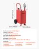 56.8L Fuel Gas Caddy, Carbon Steel, Portable Fuel Transfer Storage Tank with Manual Pump & Rolling Wheels, Gasoline Diesel Can Container, for Cars,