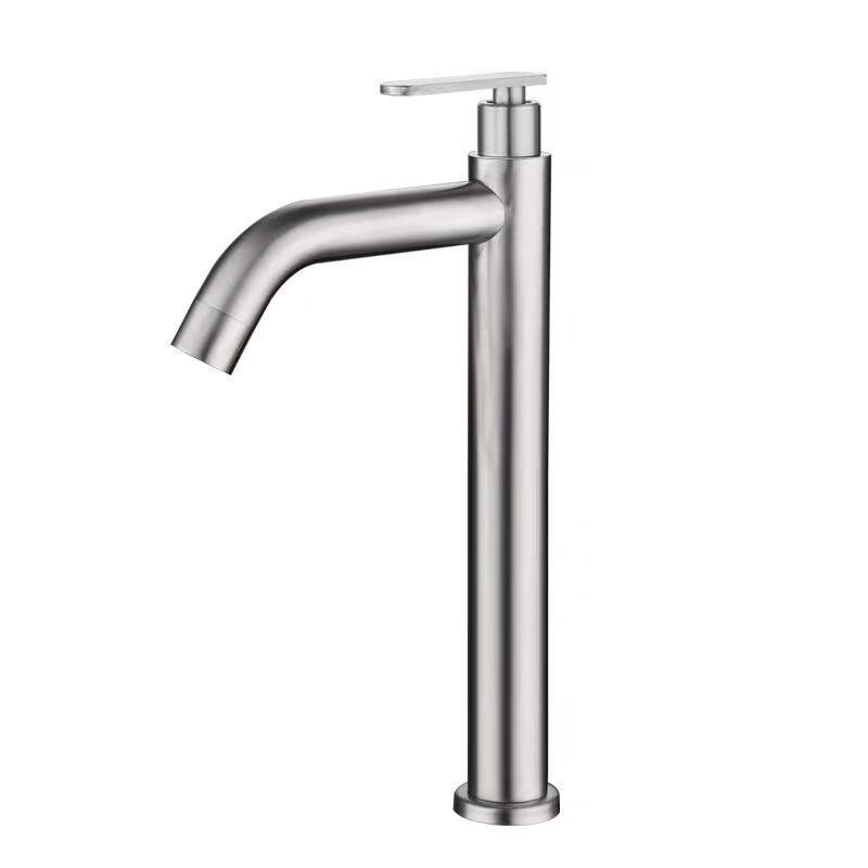 TLXT Brushed Stainless Steel Single Cold Tall Basin Faucet